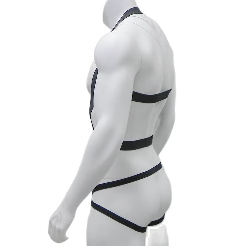Elastic Bondage Harness Mens G-String Thongs Set Body Chest Costume Strap Lingerie Jockstrap Halter Neck Costumes