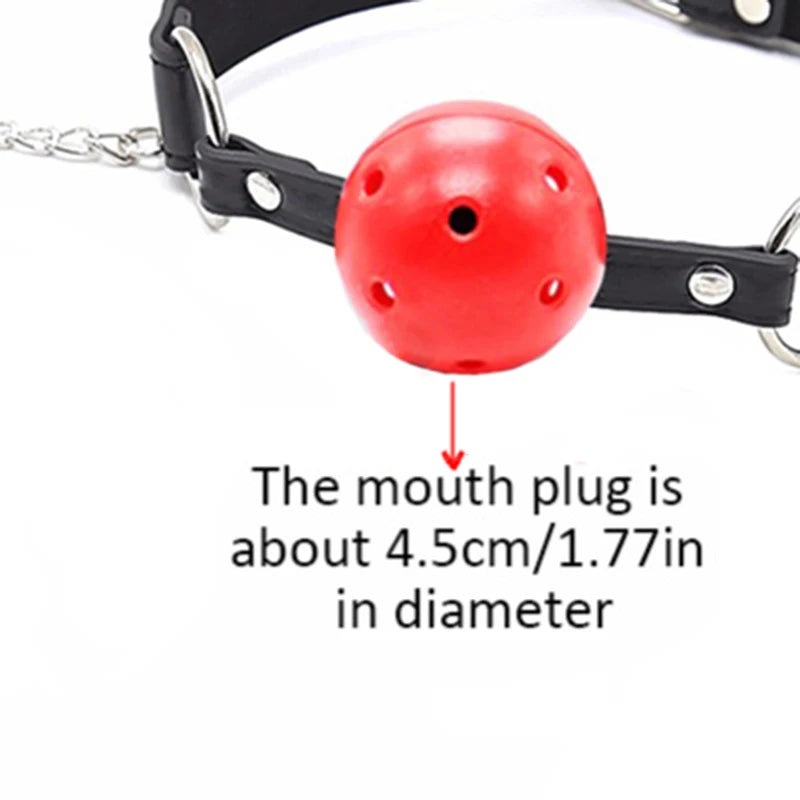 Sexy Toys PU Leather Mouth Gag Ball Oral Sex with Chain Nipple Clip Fetish Bondage Nipple Clamps Erotic Sex Adult Toy