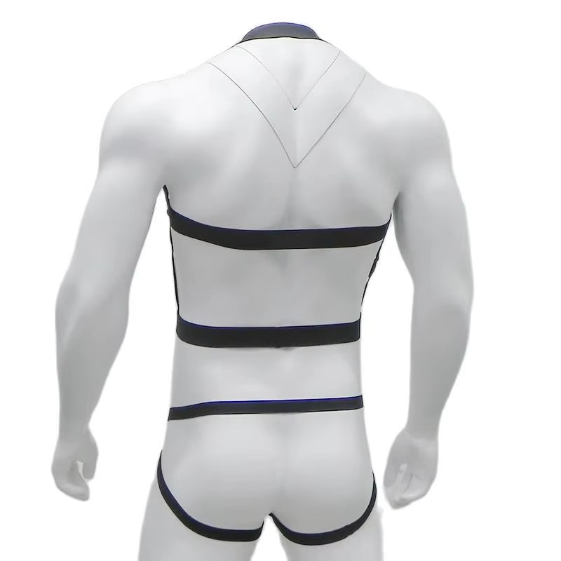 Elastic Bondage Harness Mens G-String Thongs Set Body Chest Costume Strap Lingerie Jockstrap Halter Neck Costumes