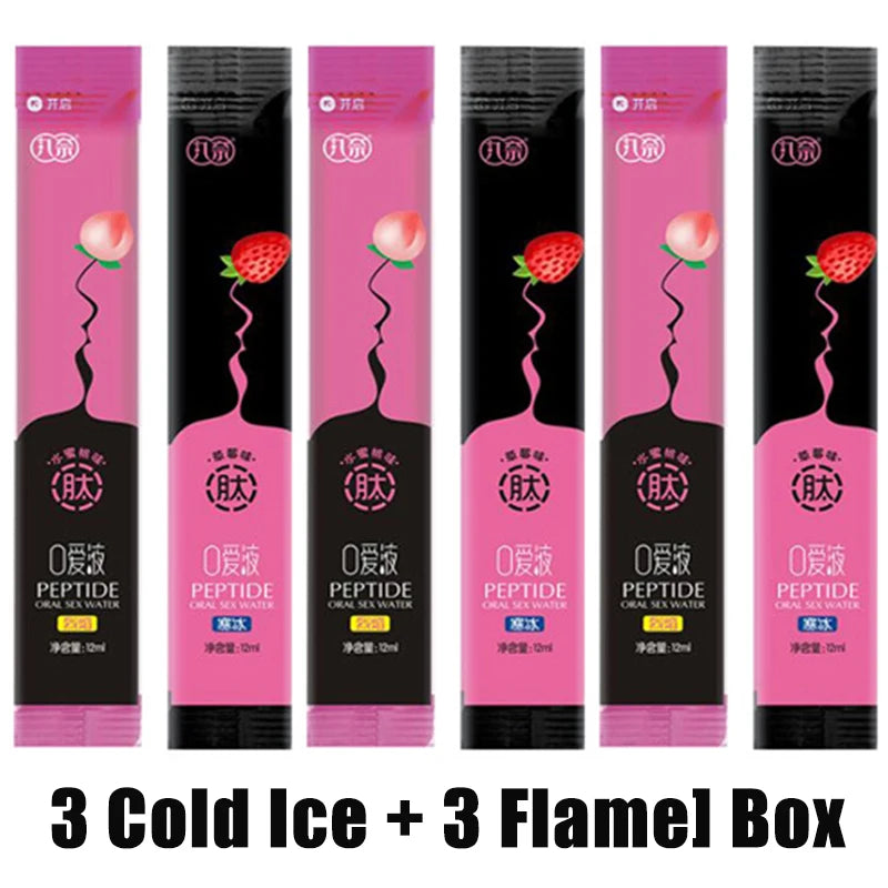6Pcs Oral Sex Water Lubricante Sexual Strawberry Peach Flavor Ice Fire Sex Toys Water Based Lubricant Gel for Women Men Couples