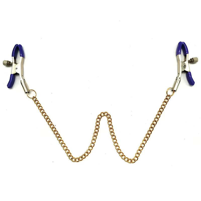 Sex Breast Nipple Clamp Clips Silver Gold Purple Chain Nipple Clip Shaking Clamps Stimulate Clip Sex Slaves Adult Sex Toys