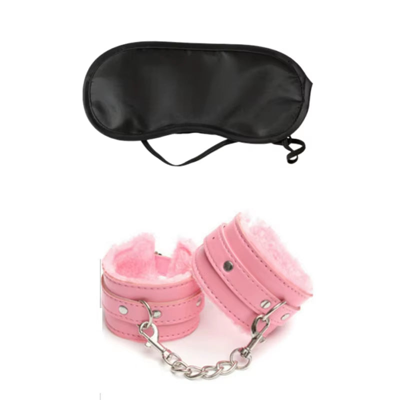 2Pcs PU Leather Sex Handcuffs with Eye Mask Sex Toys for Couples Adult Games Slave Bondage Restraints Erotic Accessories