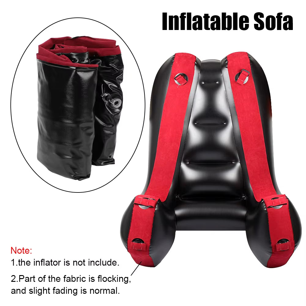 Adult Games Sex Furniture Aid with Straps Sex Tools for Couples Women Flocking PVC Sex Chair Bed Inflatable Split Leg Sofa Mat