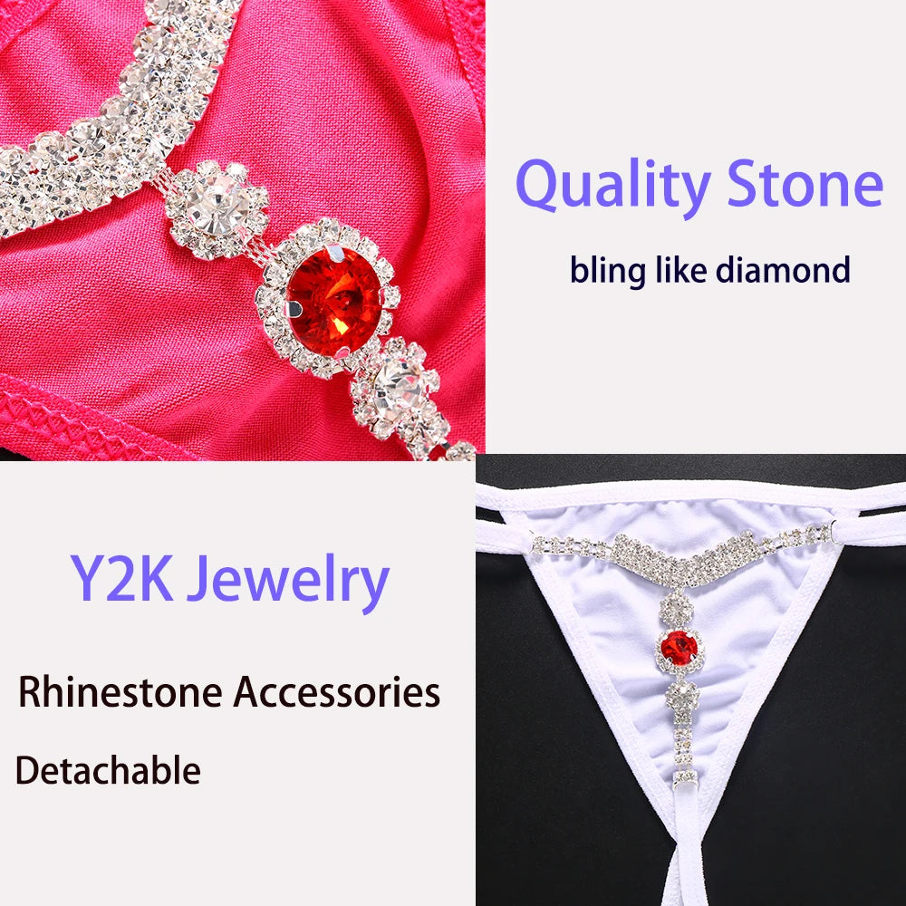 NEW Sexy Lingerie for Women Body Festival Clothing Rhinestone Chain Decor T Back Thong Body Jewelry Bikini Y2K Accessories