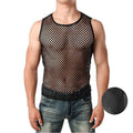 Mens Sexy Tank Top Transparent Mesh Undershirt Fishnet Vest String Sleeveless Shirts Male See through Night Clubwear Slim Sport