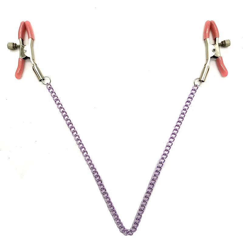Sex Breast Nipple Clamp Clips Silver Gold Purple Chain Nipple Clip Shaking Clamps Stimulate Clip Sex Slaves Adult Sex Toys