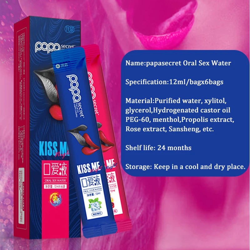 6Pcs Oral Sex Water Lubricante Sexual Strawberry Peach Flavor Ice Fire Sex Toys Water Based Lubricant Gel for Women Men Couples
