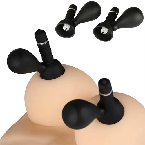 2Pcs Nipple Sucker Stimulator Vibrator Female Breast Enlargement Nipples Massager Brush Clit Vibrator Adult Sex Toys for Women