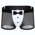 Men Erotic Tuxedo Uniform Waiter Sexy Halloween Role Play Costume Outfit Cute Briefs with Bowknot Collar Cuff Sissy Lingerie Set