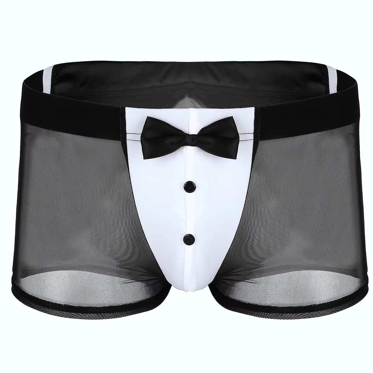 Men Erotic Tuxedo Uniform Waiter Sexy Halloween Role Play Costume Outfit Cute Briefs with Bowknot Collar Cuff Sissy Lingerie Set