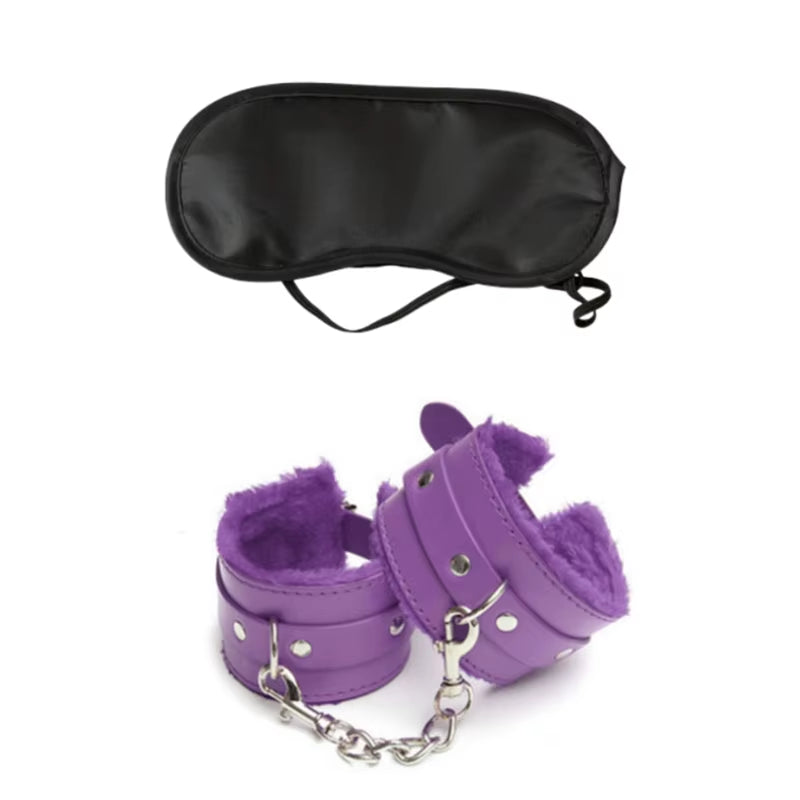 2Pcs PU Leather Sex Handcuffs with Eye Mask Sex Toys for Couples Adult Games Slave Bondage Restraints Erotic Accessories