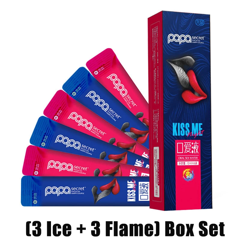 6Pcs Oral Sex Water Lubricante Sexual Strawberry Peach Flavor Ice Fire Sex Toys Water Based Lubricant Gel for Women Men Couples